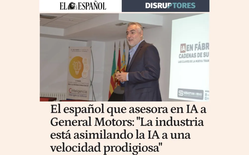 Screenshot of the El Español article on Sebastián J. Brau and General Motors, October 2023